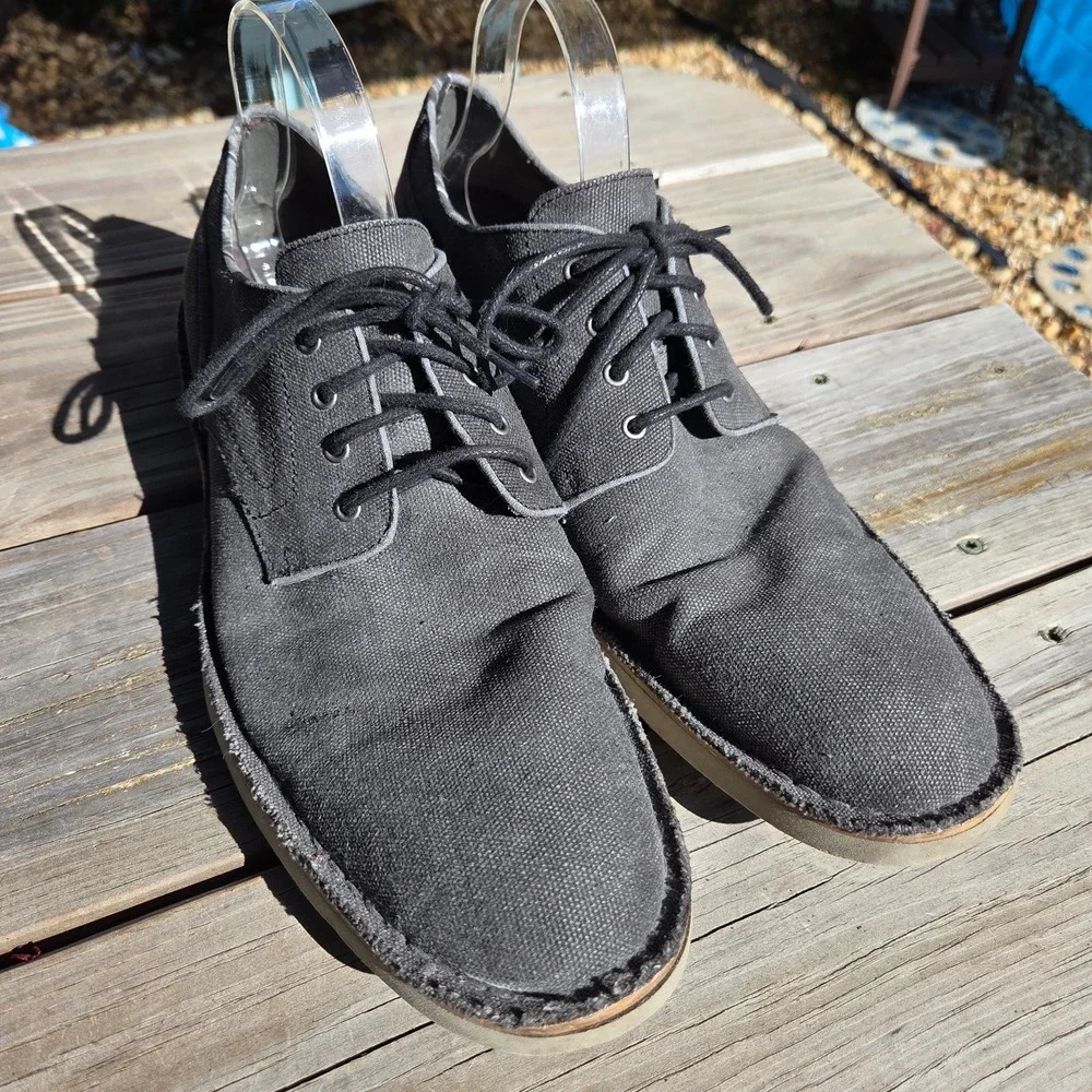John Varvatos‎ Men's Gray Canvas Casual Oxford Dress Shoes Acid Wash 10.5 Italy